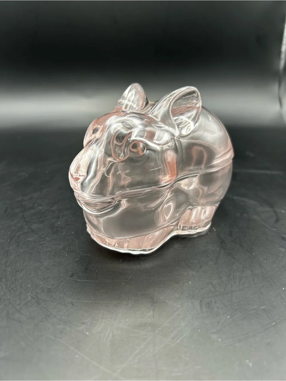 Crate & Barrel Pink Glass Bunny Trinket Dish